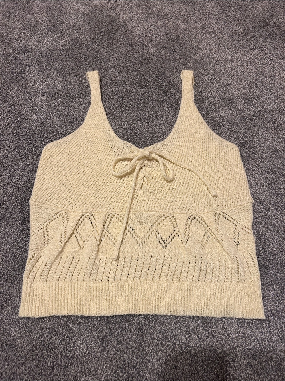 Lisa Says Gah Knit Lace-Up Tank Top in Butter Yellow
